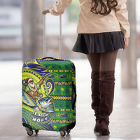 Cook Islands Christmas Luggage Cover Santa Riding Flying Fish