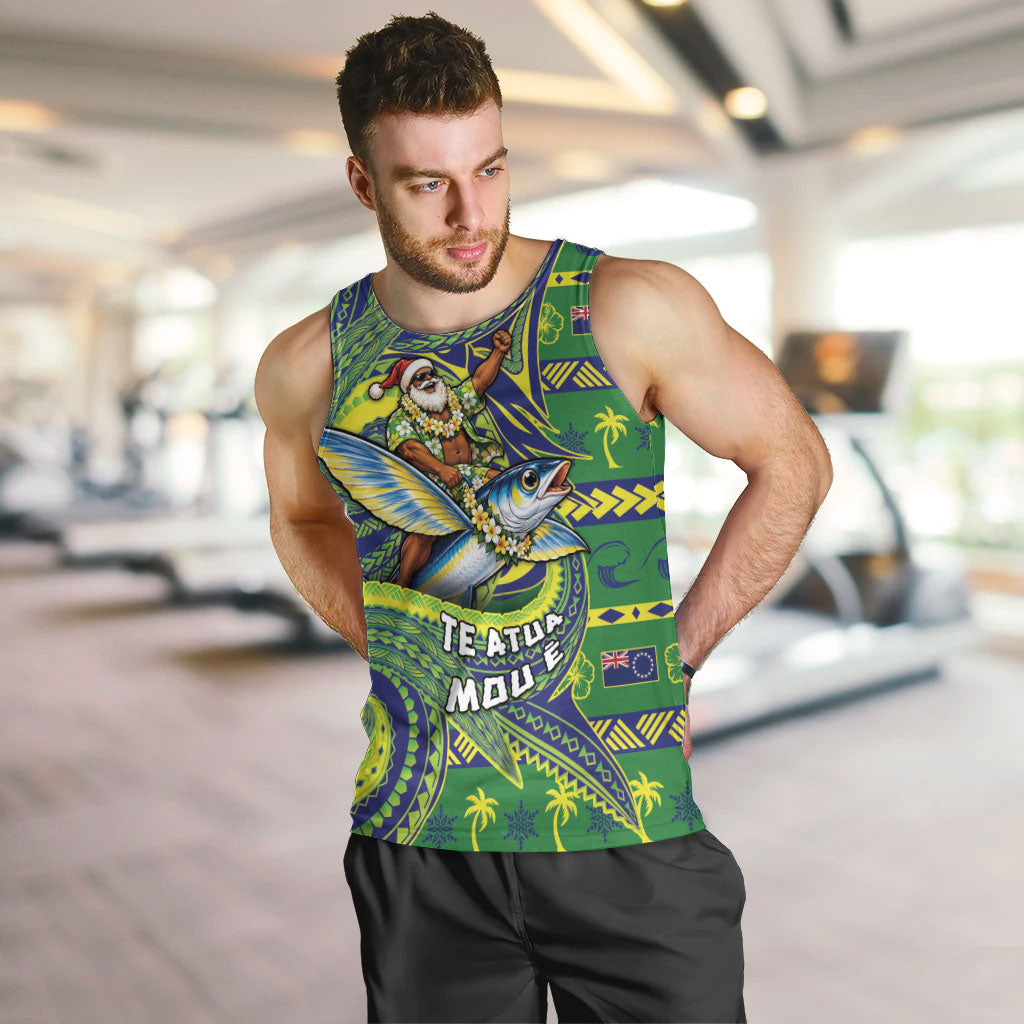 Cook Islands Christmas Men Tank Top Santa Riding Flying Fish