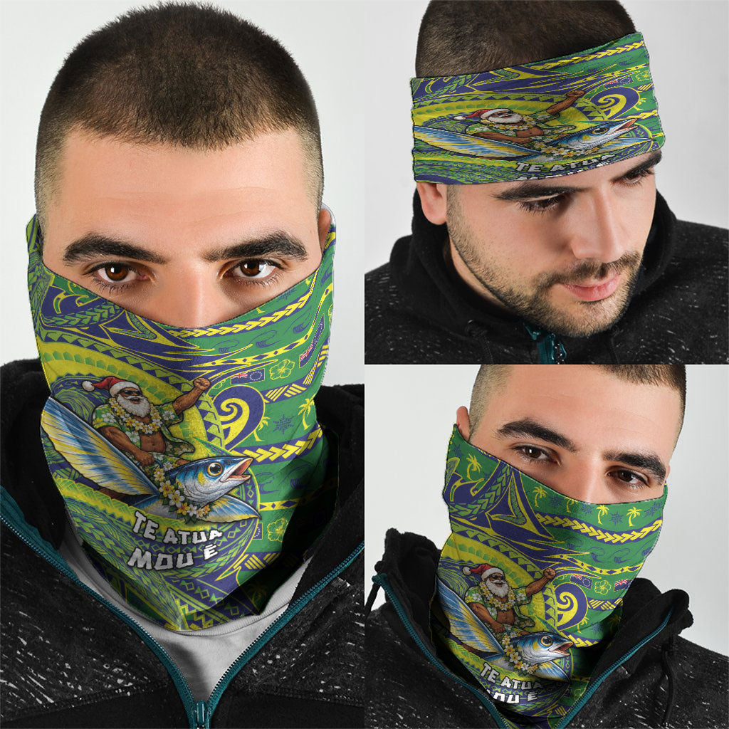 Cook Islands Christmas Neck Gaiter Santa Riding Flying Fish