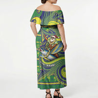 Cook Islands Christmas Off Shoulder Maxi Dress Santa Riding Flying Fish