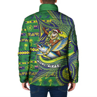 Cook Islands Christmas Padded Jacket Santa Riding Flying Fish