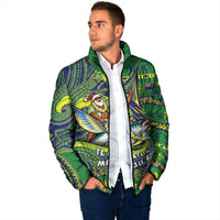 Cook Islands Christmas Padded Jacket Santa Riding Flying Fish