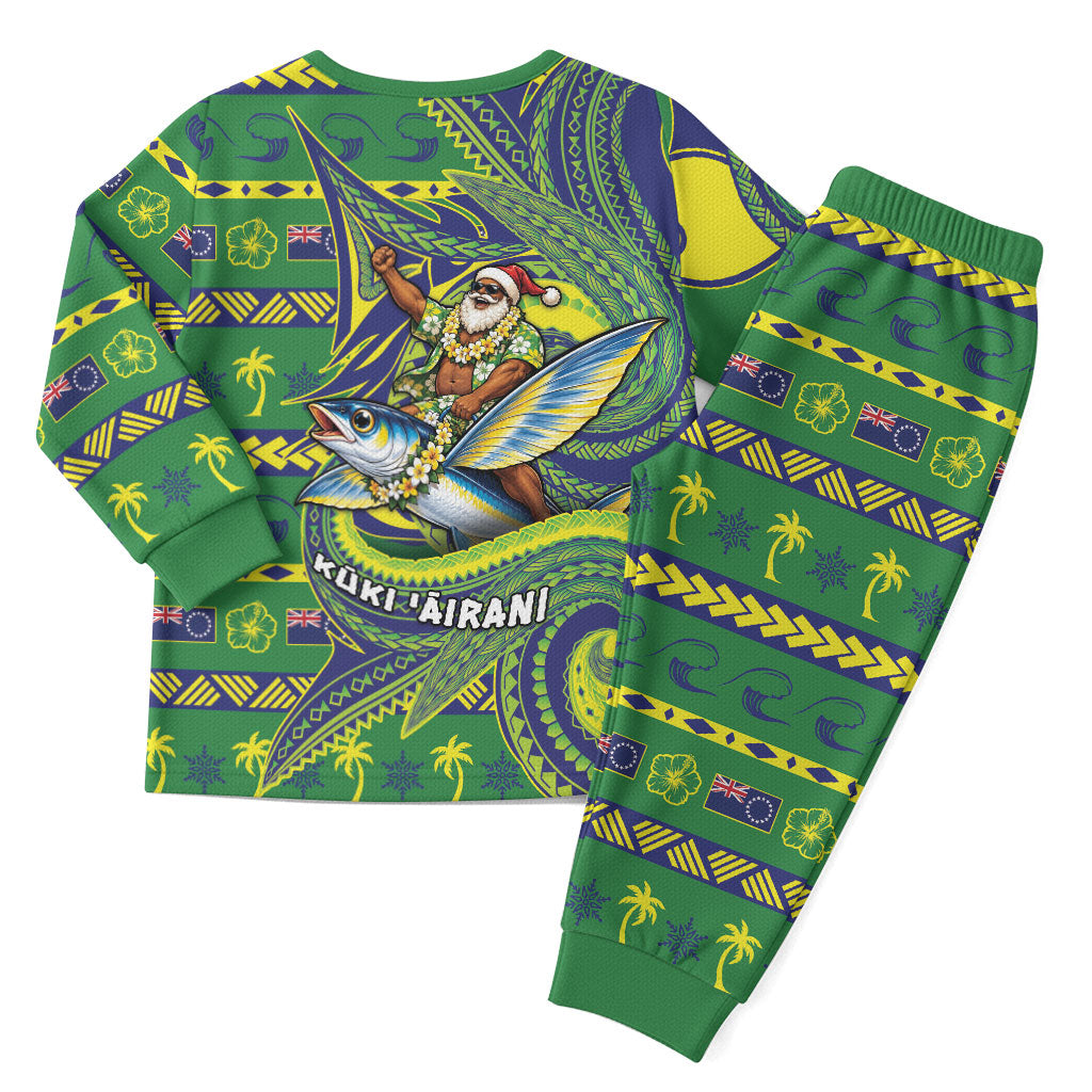Cook Islands Christmas Pajama Set Santa Riding Flying Fish