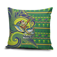 Cook Islands Christmas Pillow Cover Santa Riding Flying Fish