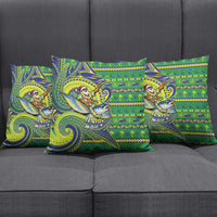 Cook Islands Christmas Pillow Cover Santa Riding Flying Fish