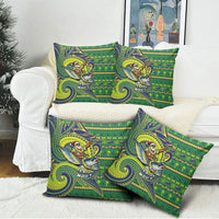 Cook Islands Christmas Pillow Cover Santa Riding Flying Fish