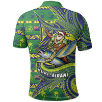 Cook Islands Christmas Polo Shirt Santa Riding Flying Fish