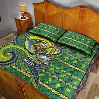 Cook Islands Christmas Quilt Bed Set Santa Riding Flying Fish