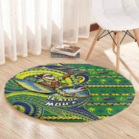 Cook Islands Christmas Round Carpet Santa Riding Flying Fish DT05 - Polynesian Pride