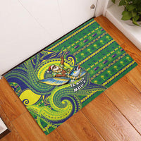 Cook Islands Christmas Rubber Doormat Santa Riding Flying Fish