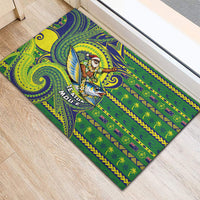 Cook Islands Christmas Rubber Doormat Santa Riding Flying Fish