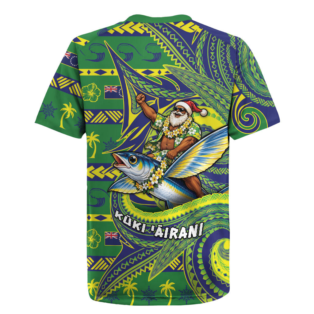 Cook Islands Christmas Rugby Jersey Santa Riding Flying Fish