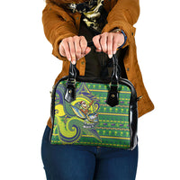 Cook Islands Christmas Shoulder Handbag Santa Riding Flying Fish