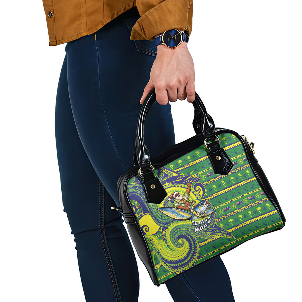 Cook Islands Christmas Shoulder Handbag Santa Riding Flying Fish