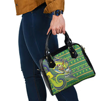 Cook Islands Christmas Shoulder Handbag Santa Riding Flying Fish
