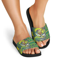 Cook Islands Christmas Slide Sandals Santa Riding Flying Fish