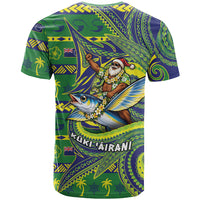 Cook Islands Christmas T Shirt Santa Riding Flying Fish DT05 - Polynesian Pride