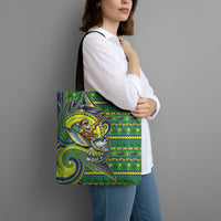 Cook Islands Christmas Tote Bag Santa Riding Flying Fish