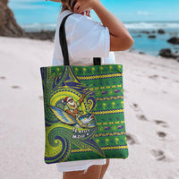 Cook Islands Christmas Tote Bag Santa Riding Flying Fish