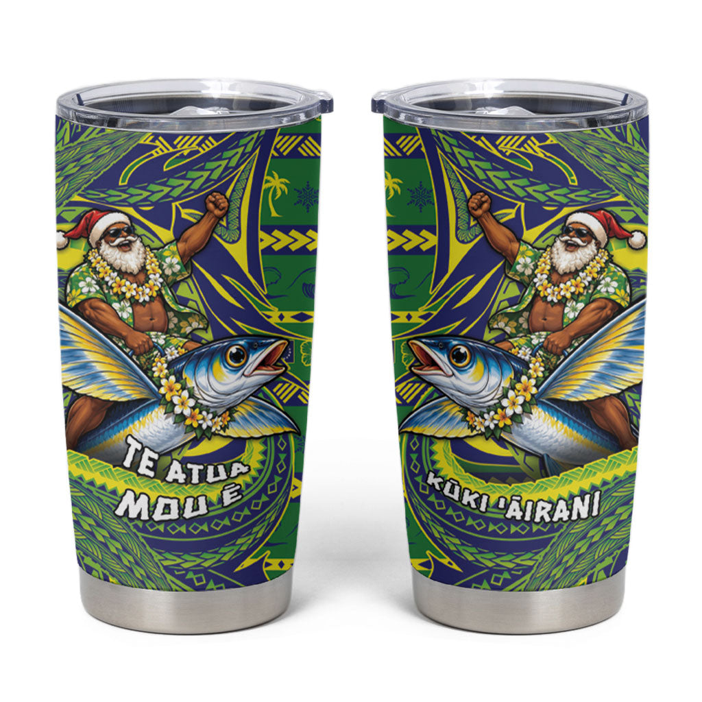 Cook Islands Christmas Tumbler Cup Santa Riding Flying Fish