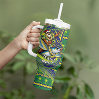Cook Islands Christmas Tumbler With Handle Santa Riding Flying Fish DT05 - Polynesian Pride