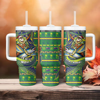 Cook Islands Christmas Tumbler With Handle Santa Riding Flying Fish DT05 - Polynesian Pride