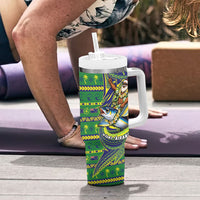 Cook Islands Christmas Tumbler With Handle Santa Riding Flying Fish DT05 - Polynesian Pride