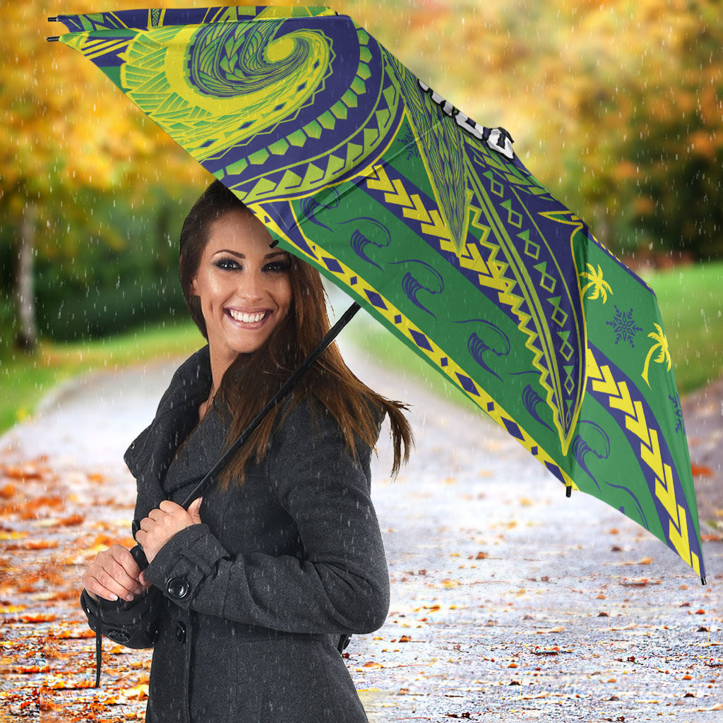 Cook Islands Christmas Umbrella Santa Riding Flying Fish