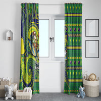 Cook Islands Christmas Window Curtain Santa Riding Flying Fish DT05 - Polynesian Pride