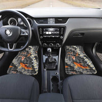Black Palaka Hawaiian And Japanese Car Mats Sakura Lei With Koi Fish - Polynesian Pride