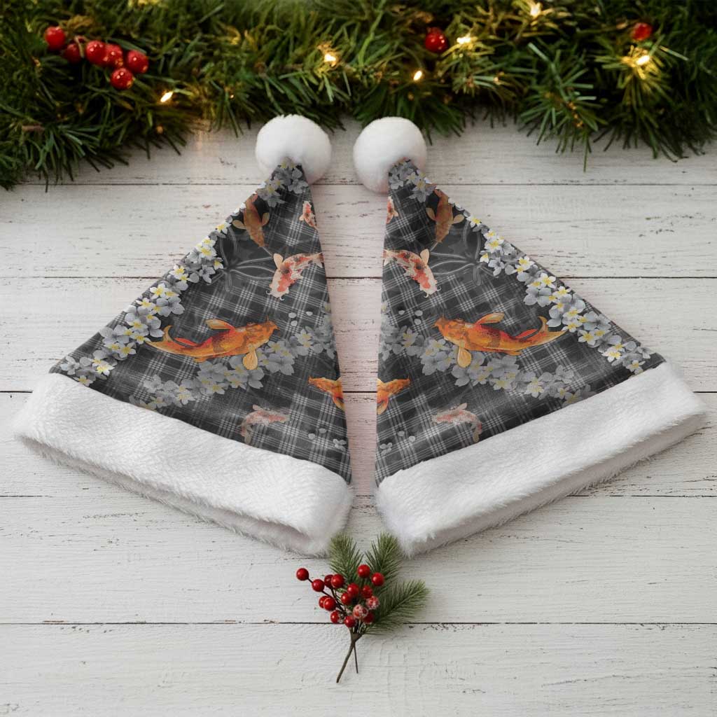 Black Palaka Hawaiian And Japanese Christmas Santa Hat Sakura Lei With Koi Fish DT05 - Polynesian Pride