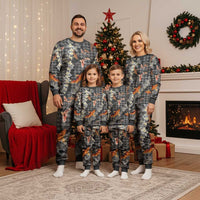 Black Palaka Hawaiian And Japanese Christmas Pajama Set Sakura Lei With Koi Fish - Polynesian Pride