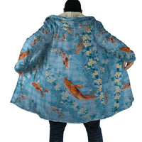 Blue Palaka Hawaiian And Japanese Cloak Sakura Lei With Koi Fish - Polynesian Pride