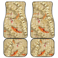 Beige Palaka Hawaiian And Japanese Car Mats Sakura Lei With Koi Fish DT05 - Polynesian Pride