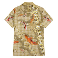 Beige Palaka Hawaiian And Japanese Family Matching Mermaid Dress and Hawaiian Shirt Sakura Lei With Koi Fish DT05 - Polynesian Pride
