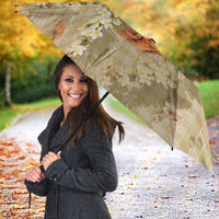 Beige Palaka Hawaiian And Japanese Umbrella Sakura Lei With Koi Fish - Polynesian Pride
