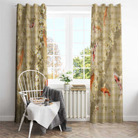 Beige Palaka Hawaiian And Japanese Window Curtain Sakura Lei With Koi Fish DT05 - Polynesian Pride