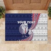 Personalised New Zealand Father's Day Rubber Doormat Daddy Kiwi Bird Silver Ferns DT05 Navy - Polynesian Pride