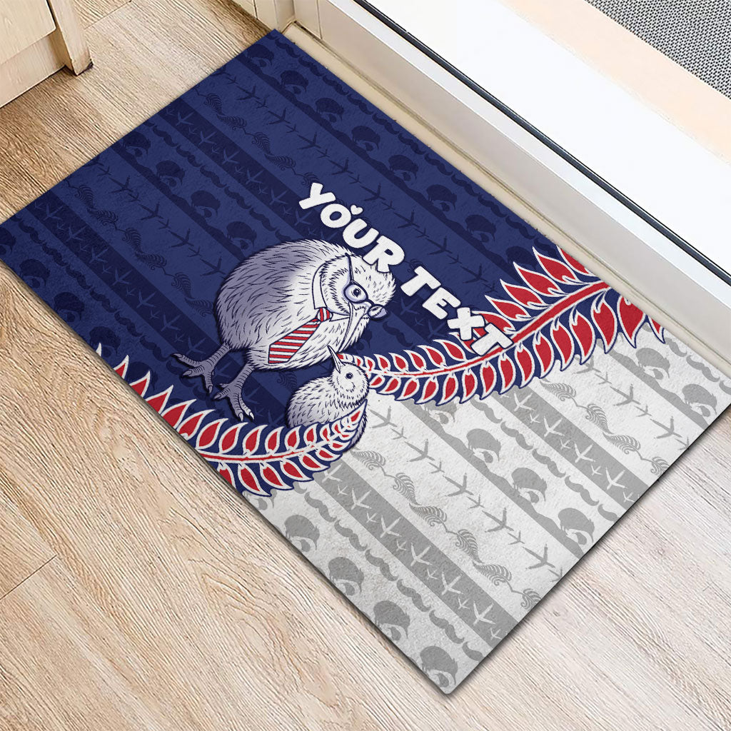 Personalised New Zealand Father's Day Rubber Doormat Daddy Kiwi Bird Silver Ferns DT05 - Polynesian Pride