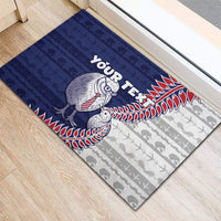 Personalised New Zealand Father's Day Rubber Doormat Daddy Kiwi Bird Silver Ferns DT05 - Polynesian Pride