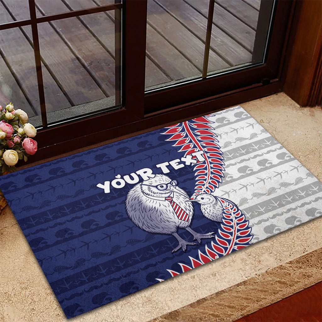 Personalised New Zealand Father's Day Rubber Doormat Daddy Kiwi Bird Silver Ferns DT05 - Polynesian Pride