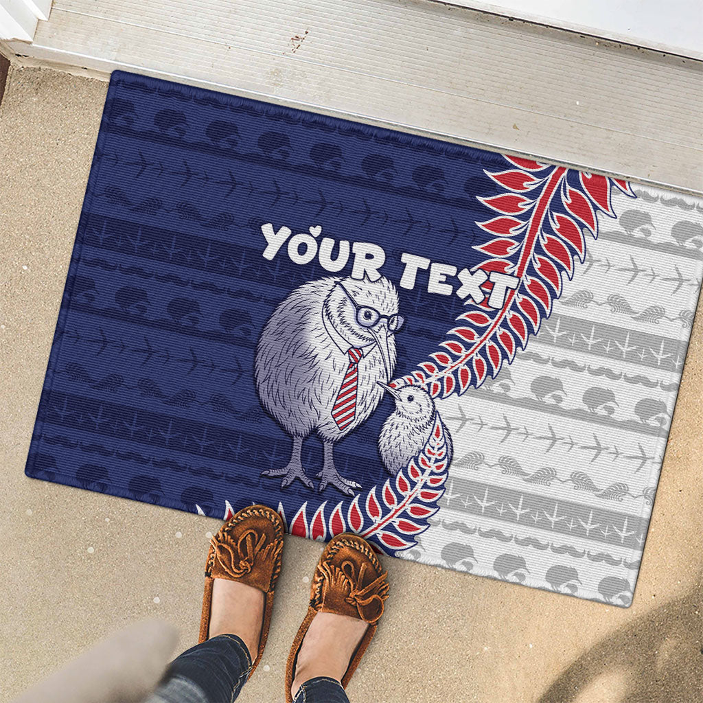Personalised New Zealand Father's Day Rubber Doormat Daddy Kiwi Bird Silver Ferns DT05 - Polynesian Pride