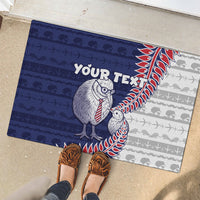 Personalised New Zealand Father's Day Rubber Doormat Daddy Kiwi Bird Silver Ferns DT05 - Polynesian Pride