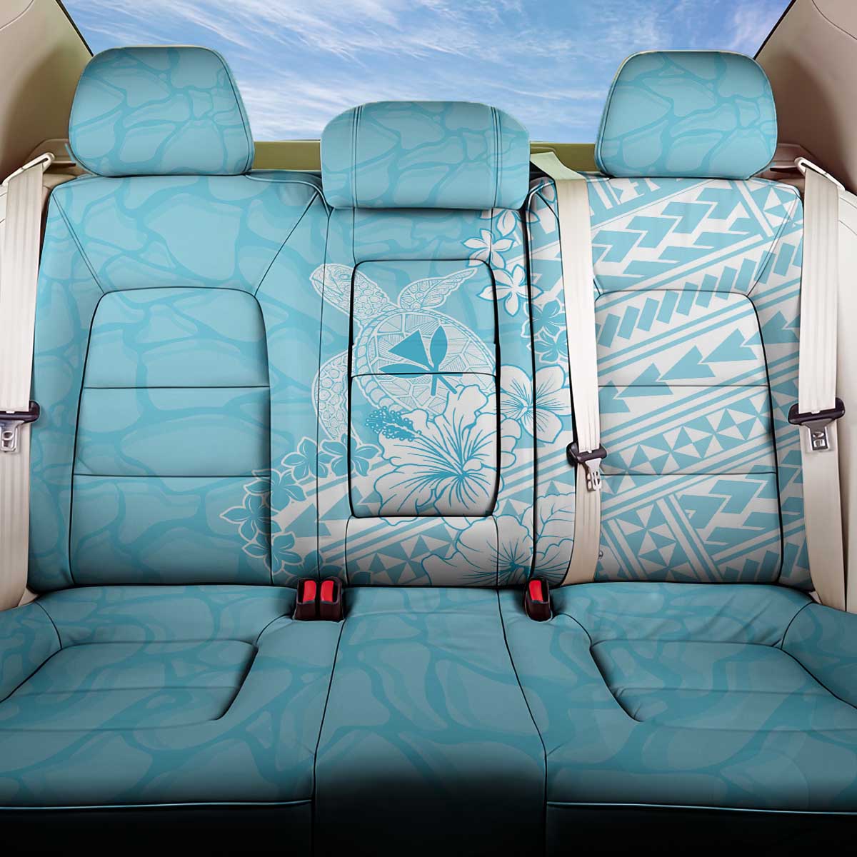 Hawaii Kanaka Maoli Back Car Seat Cover Polynesian Turtle Tattoo DT05 One Size Blue - Polynesian Pride
