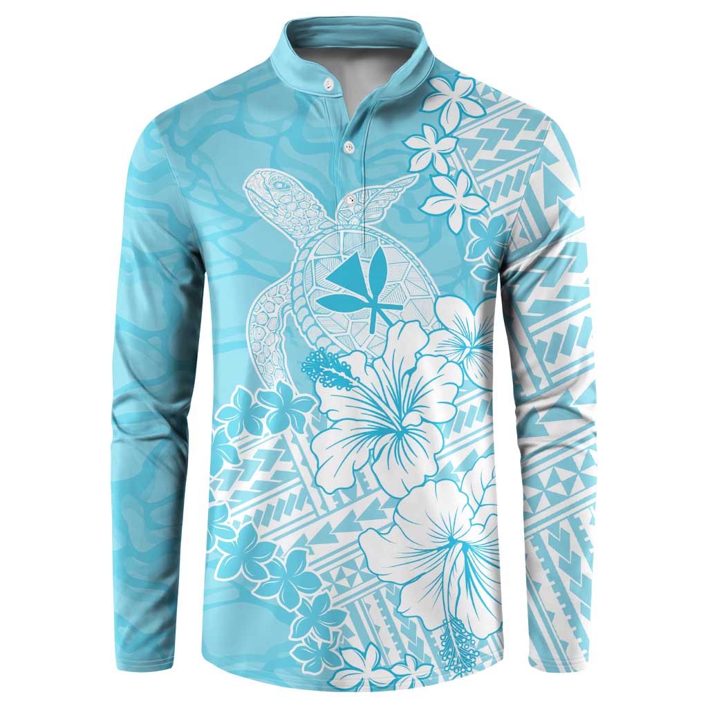 Hawaii Kanaka Maoli Button Sweatshirt Polynesian Turtle Tattoo DT05 Blue - Polynesian Pride
