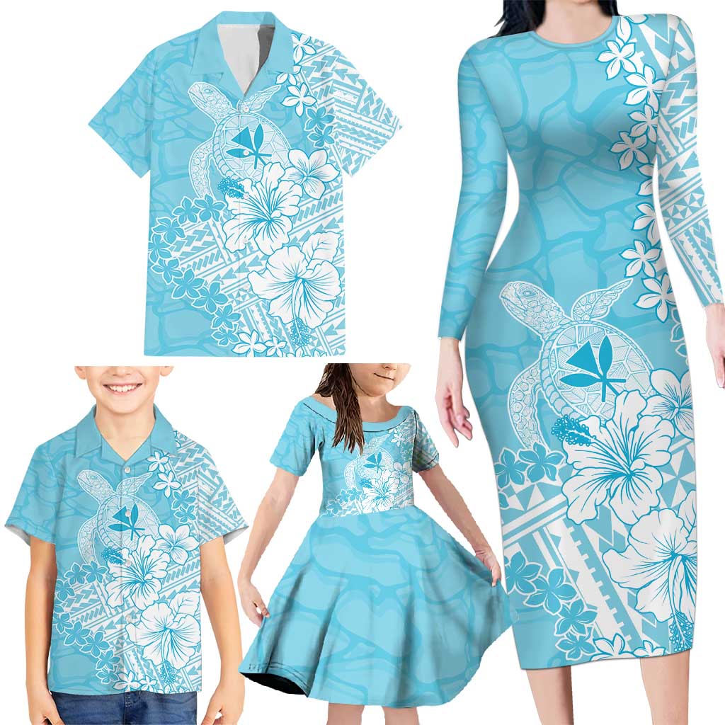 Hawaii Kanaka Maoli Family Matching Long Sleeve Bodycon Dress and Hawaiian Shirt Polynesian Turtle Tattoo DT05 - Polynesian Pride