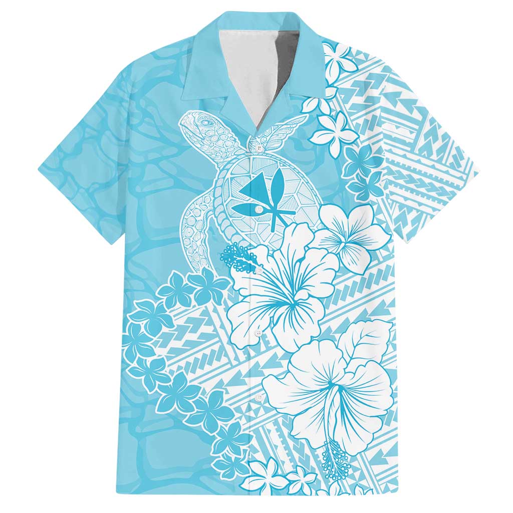 Hawaii Kanaka Maoli Family Matching Long Sleeve Bodycon Dress and Hawaiian Shirt Polynesian Turtle Tattoo DT05 Dad's Shirt - Short Sleeve Blue - Polynesian Pride