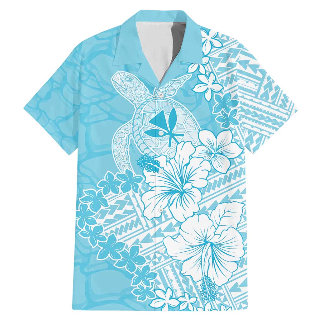 Hawaii Kanaka Maoli Family Matching Mermaid Dress and Hawaiian Shirt Polynesian Turtle Tattoo DT05 Dad's Shirt - Short Sleeve Blue - Polynesian Pride