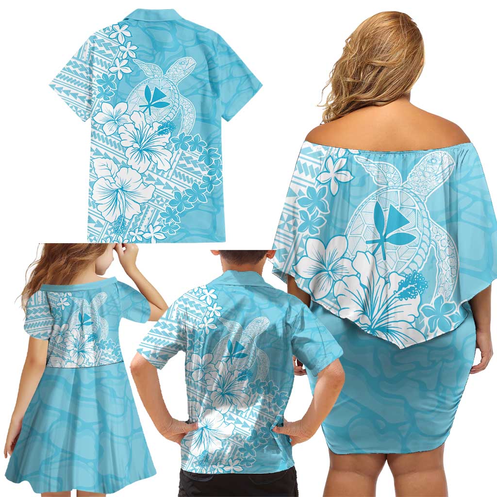 Hawaii Kanaka Maoli Family Matching Off Shoulder Short Dress and Hawaiian Shirt Polynesian Turtle Tattoo DT05 - Polynesian Pride