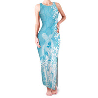 Hawaii Kanaka Maoli Family Matching Tank Maxi Dress and Hawaiian Shirt Polynesian Turtle Tattoo DT05 Mom's Dress Blue - Polynesian Pride